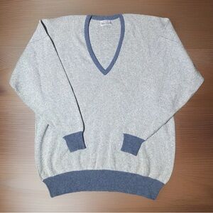 Vintage Bullock & Jones San Fransisco 100% Cashmere Blue V Neck Sweater XXL